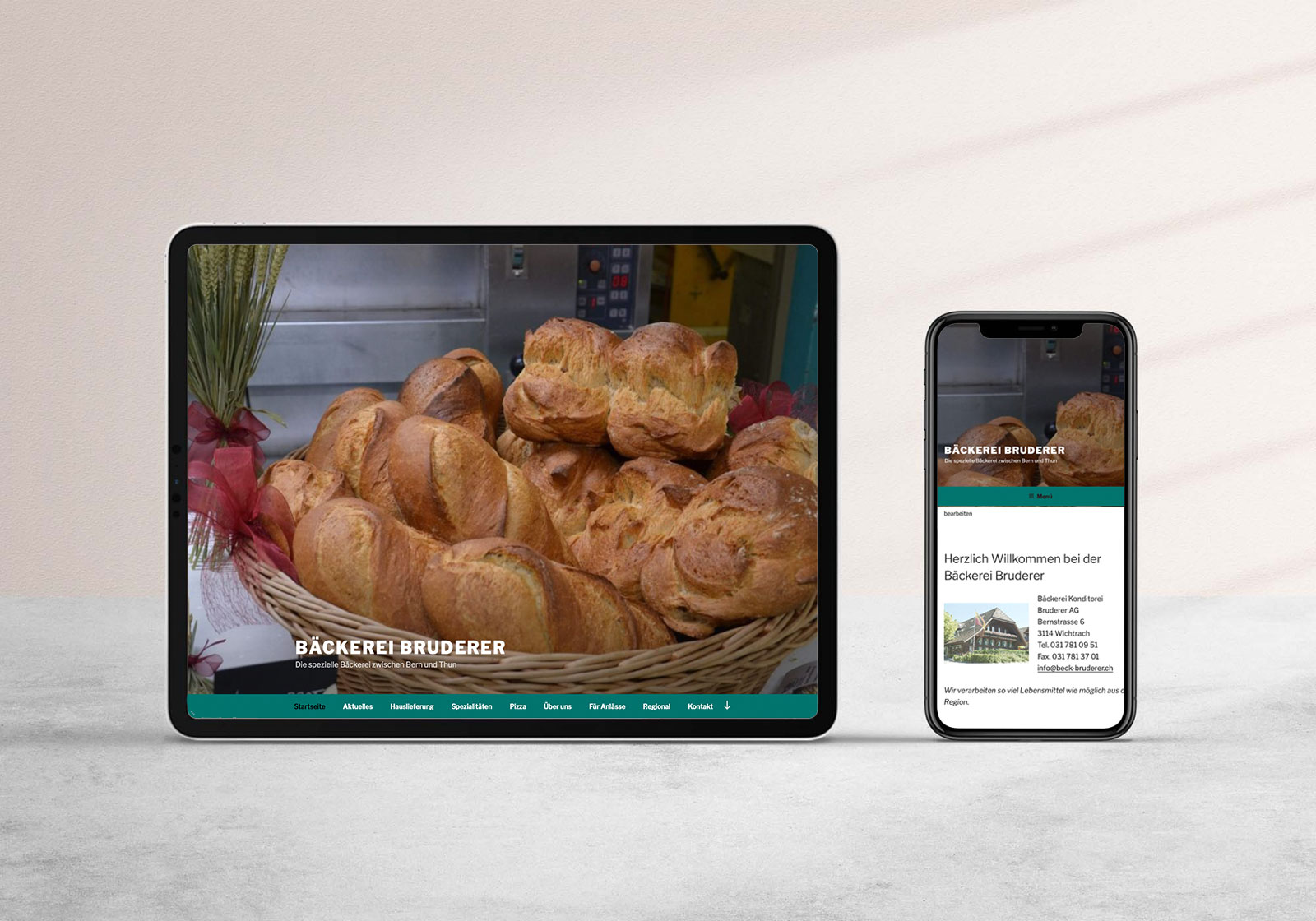 Website Bäckerei Bruderer